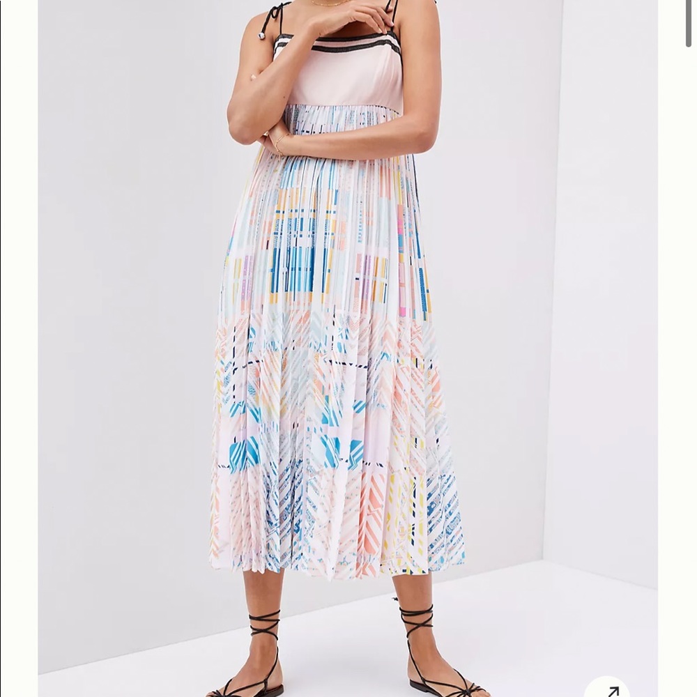 Anthropologie Abstract Pleated Maxi Dress